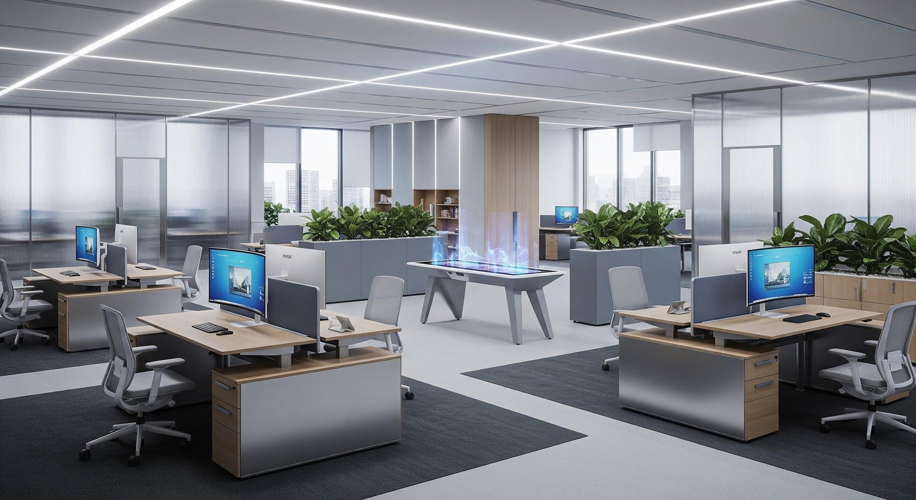 Office workspace concept from the company profile